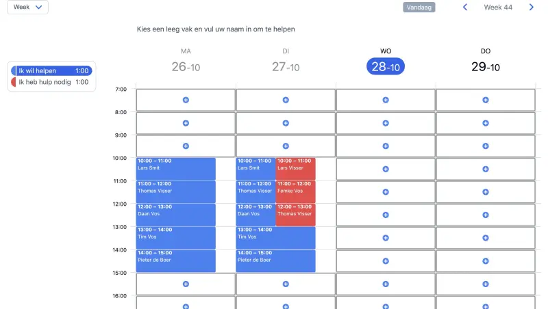 Voorbeeld van een planningssysteem voor kerkactiviteiten op een computer