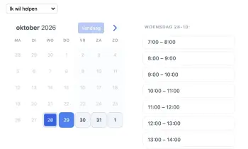 Voorbeeld van een planningssysteem voor kerkactiviteiten als widget op een tablet