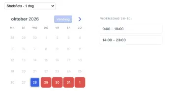 Widget voor reserveringen van auto’s en fietsen op tablet