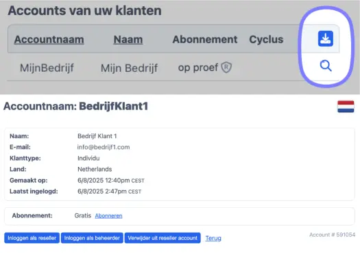 klant-accounts downloaden of verwijderen