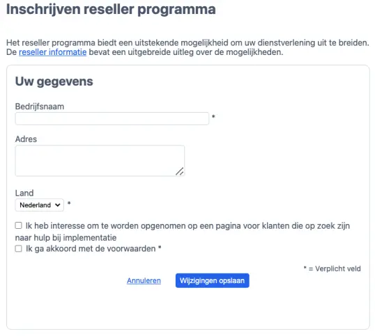 Opgeven als reseller