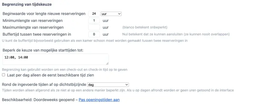 Begrenzingen tijdskeuze