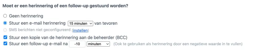 automatische herinneringsberichten