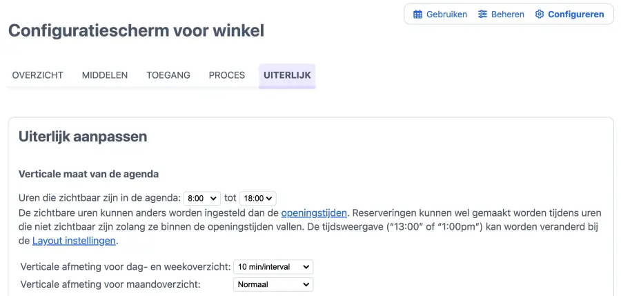 Configureer uiterlijk agenda