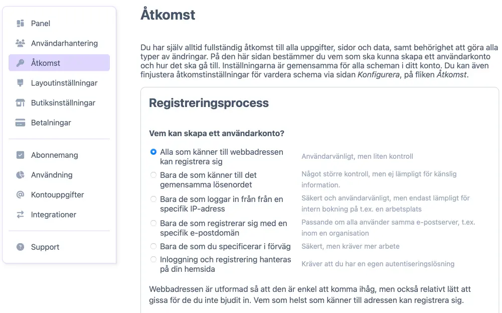 Åtkomstinställningar