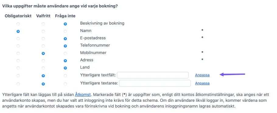 Ytterligare textfält