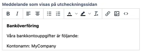 Anpassa meddelandet på utcheckningssidan