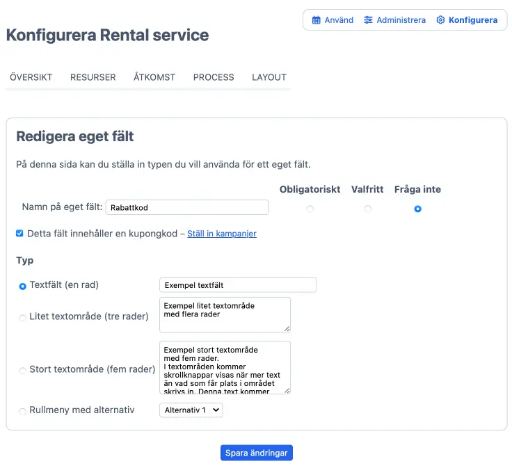 Redigera anpassat fält