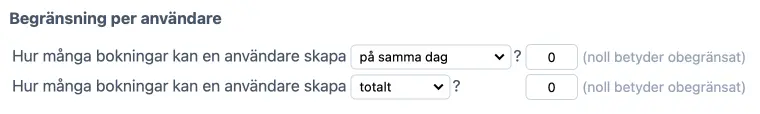 Begränsning per användare