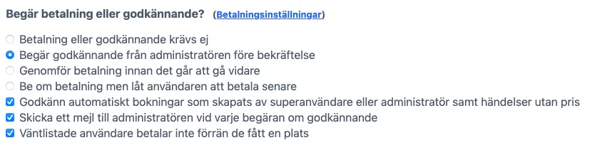 Betalning och godkännande