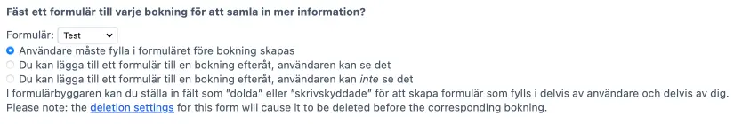 Fäst ett formulär till bokningen