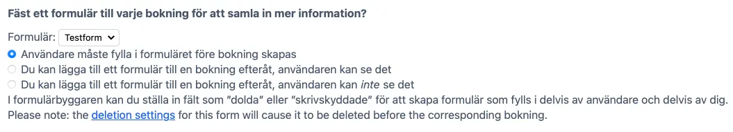 Fäst ett formulär till bokningen