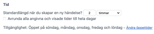 Händelsers standardlängd i kapacitetsscheman