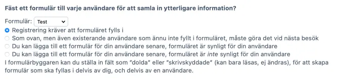 Fäst ett formulär till registreringen