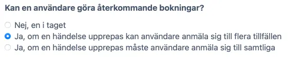 Upprepade bokningar för kapacitetsscheman