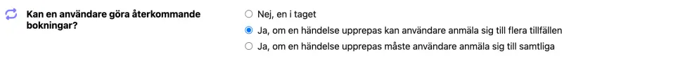 Upprepade bokningar för kapacitetsscheman