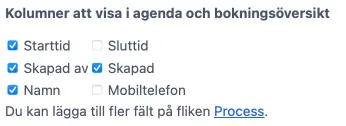 Välja fält för listvy