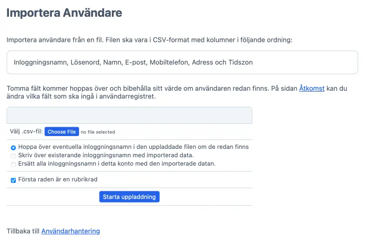 Importera användare som kan använda din bokningskalender