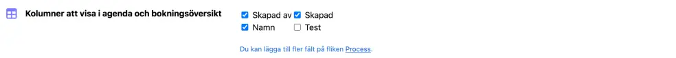 Fält som ska visas i listvyer