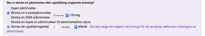 Bokningspåminnelser