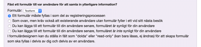 Fäst ett formulär till registreringen