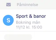 Meddelande med en bokningspåminnelse