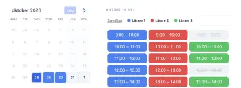 SuperSaaS bokningswidget för körlektioner på en surfplatta