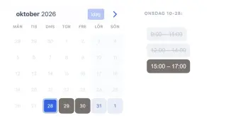 SuperSaaS bokningswidget för terapi inbäddad på en mottagnings webbplats