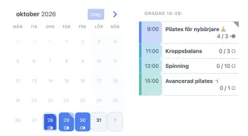 SuperSaaS bokningswidget för yoga- eller pilateslektioner på surfplatta