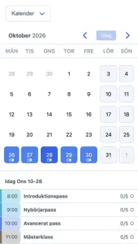 SuperSaaS schema för konstkurser på mobil