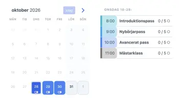 SuperSaaS bokningswidget för konstkurser på en surfplatta