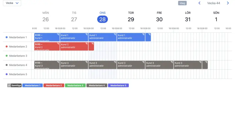 SuperSaaS-schema för personalplanering på en dator