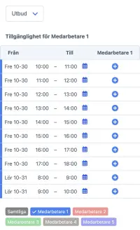 SuperSaaS-schema för personalplanering på mobil