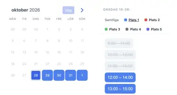 SuperSaaS-widget för bokning av idrottsplaner på surfplatta