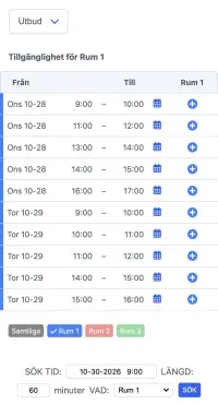 SuperSaaS bokningssystem för mötesrum på en mobil