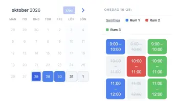 SuperSaaS bokningswidget för mötesrum på en surfplatta