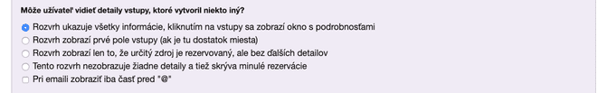 Viditeľnosť detailov rezervácie