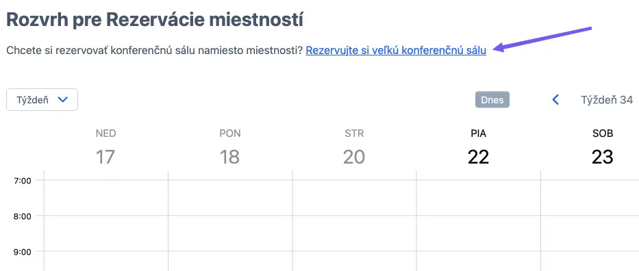 Použitie odkazov pre navigáciu medzi rozvrhmi