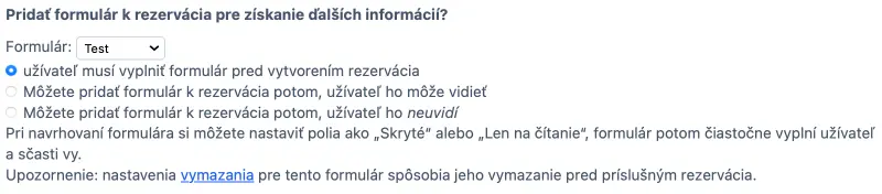 Pripojenie rezervačného formulára
