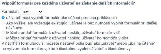 Pripojenie registračného formulára