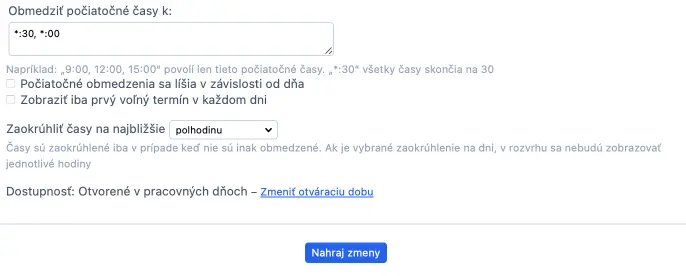 Obmedzenie času začiatku