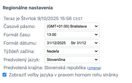 Regionálne nastavenia