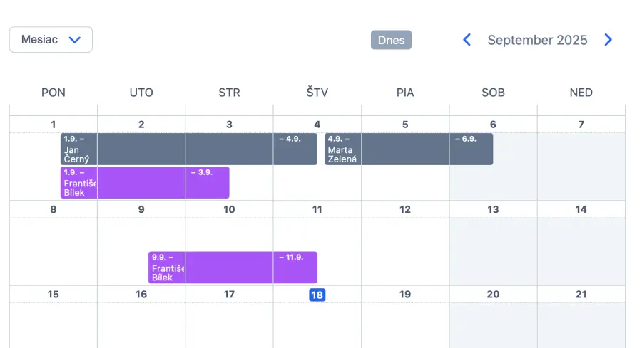 Rozvrh s rezerváciou