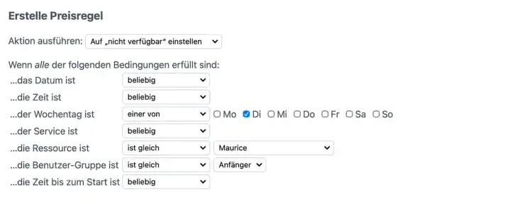 Preisregeln in Aktion.