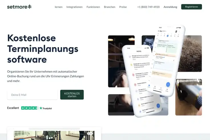 Bildschirmfoto Setmore Website Startseite