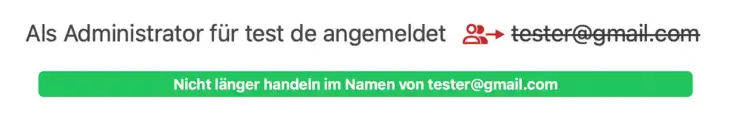 Funktion "Im Namen von handeln" deaktivieren und den Benutzer abmelden.