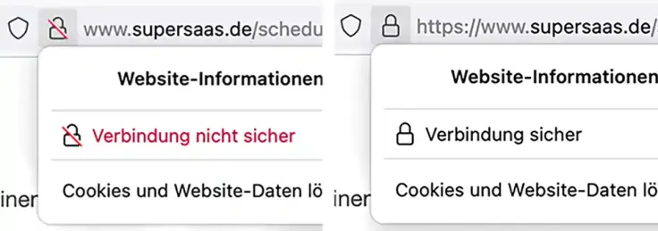 Warnung vor unsicherer Verbindung mit HTTP in Mozilla Firefox