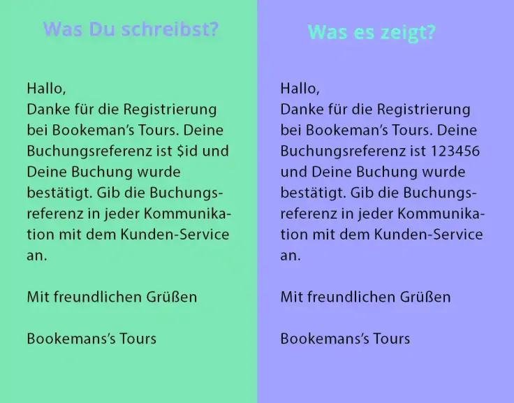 E-Mail zur Terminbuchung mit eindeutiger ID für den Termin personalisieren