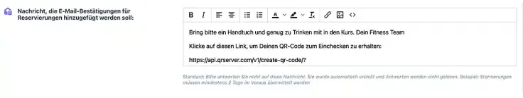 QR-Code in die Termin-Buchungsbestätigung per Link integrieren