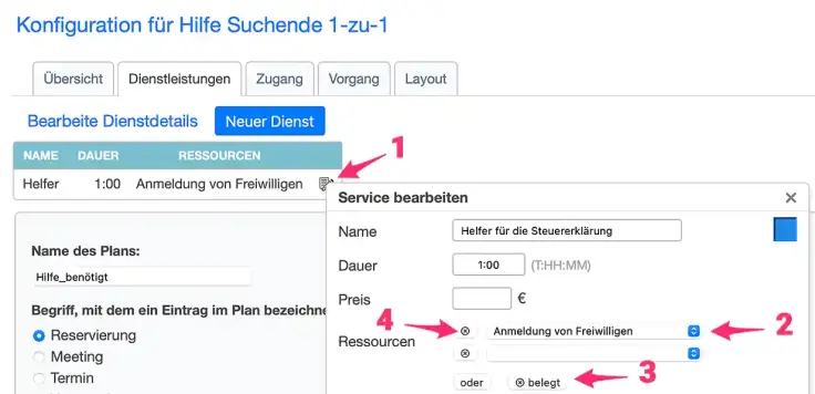 Dienst für eine Eins-zu-eins-Terminabstimmung